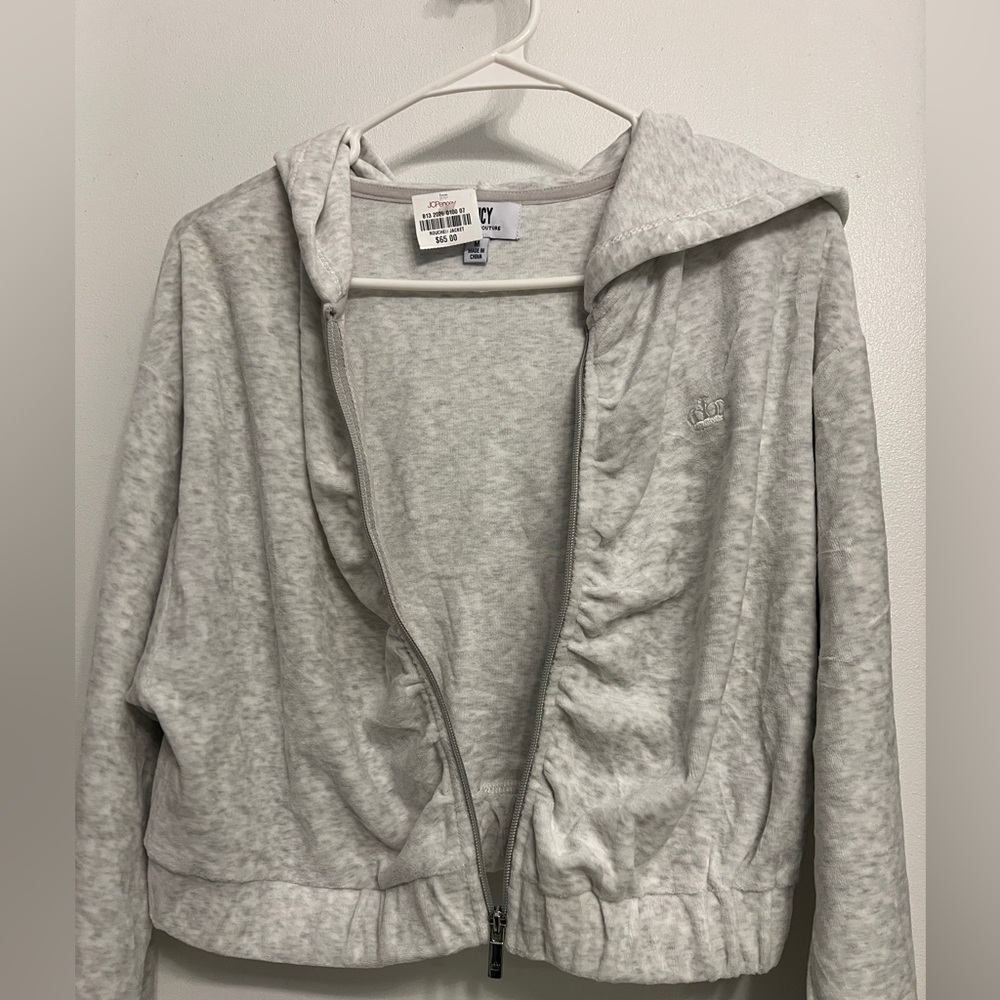 Juicy Couture Heather Gray Medium Crop Zip Hoodie - Picture 4 of 8